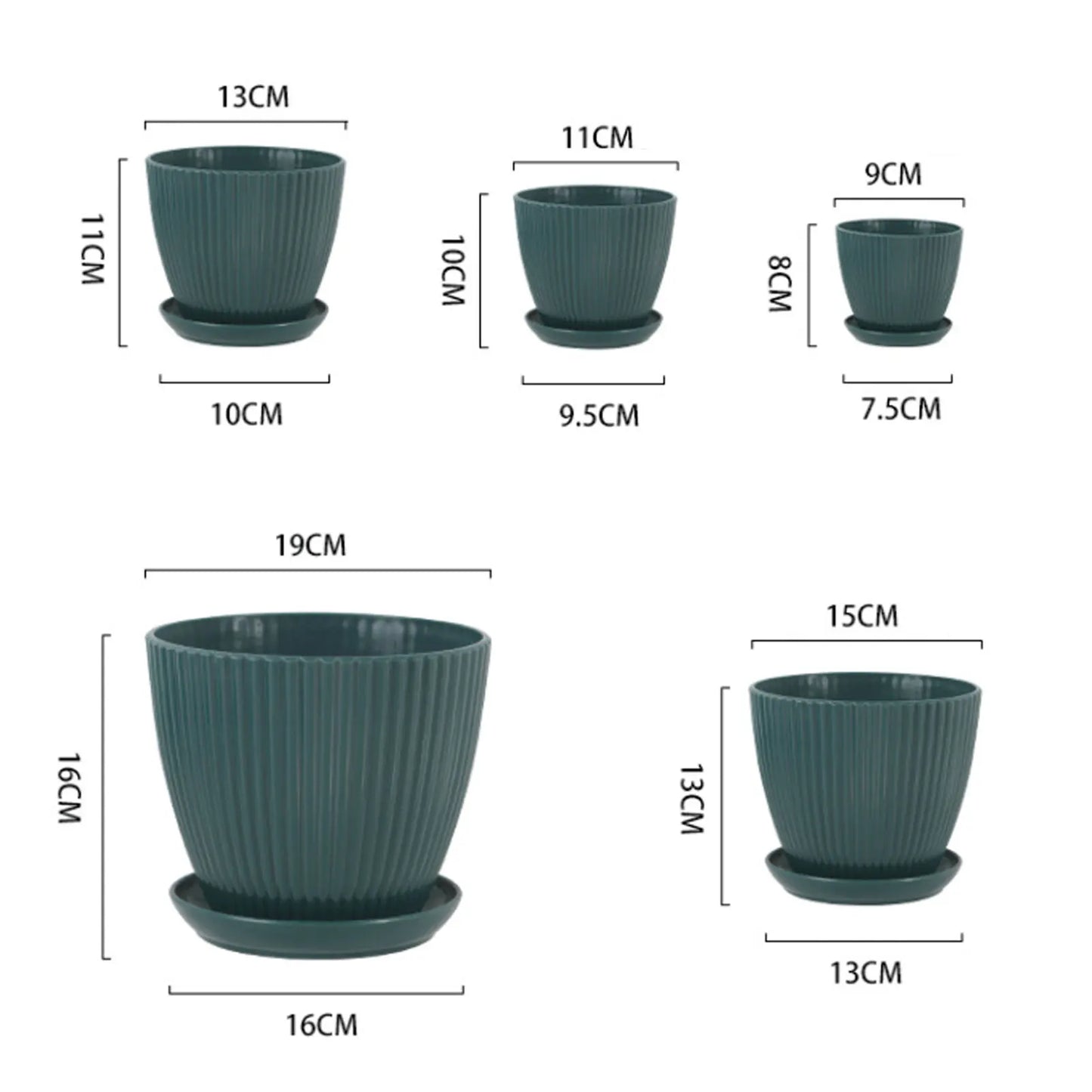 Home Garden Pots with Tray Planters Flower Plant Pots