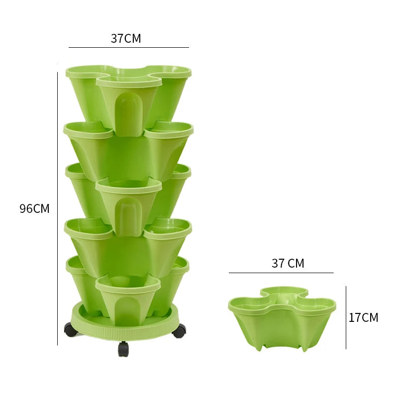 1PC Plastic Stackable Vertical Flower Plant Pot Strawberry Seedling Holder