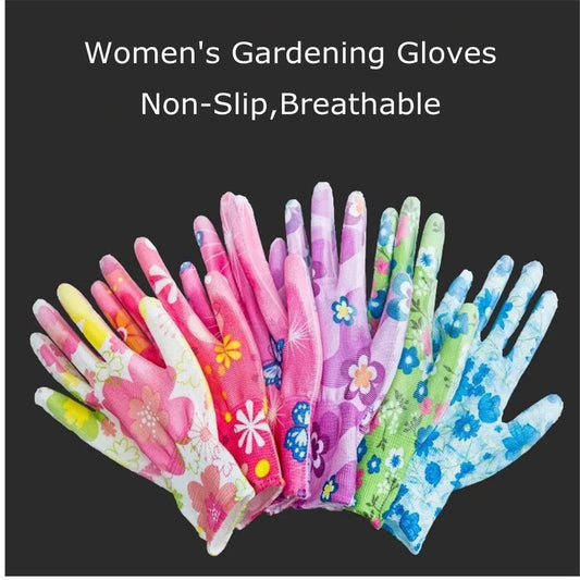 Planting Yard Cleaning Palm-Coated Floral Garden Gloves