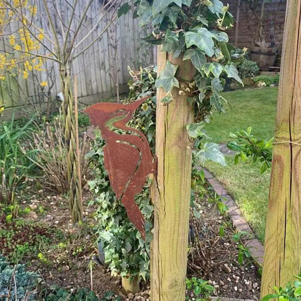 Garden Stake Bird Rusty Metal Silhouette