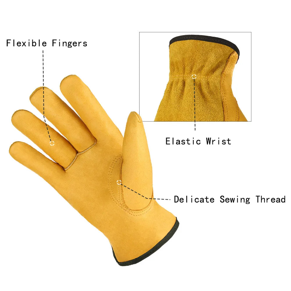 Gardening Gloves Soft Cowhide Protection