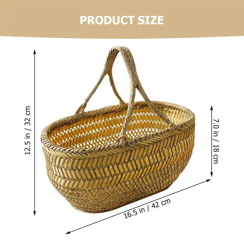 Hand Shopping Basket Bamboo Weaving