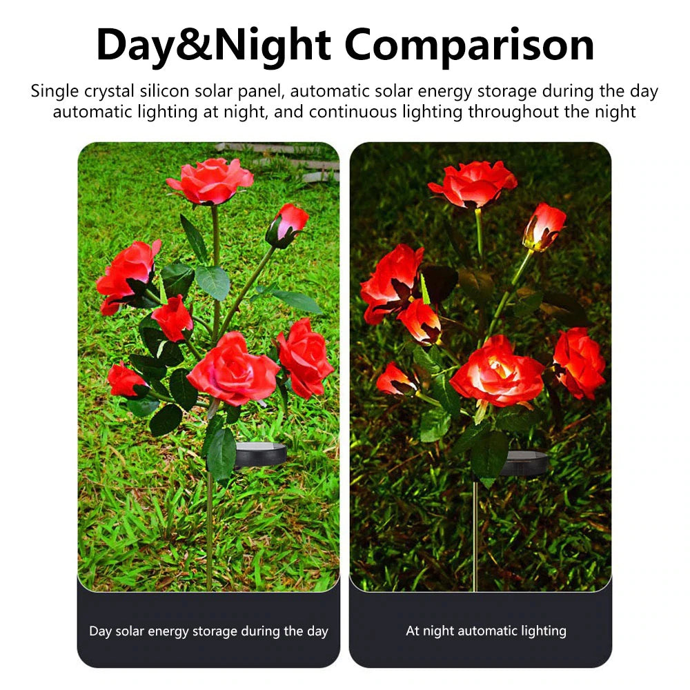 7 Head Solar LED Simulated Rose Lights Garden Lawn Lights