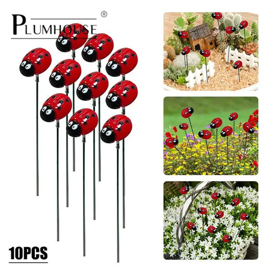 10PCS Plastic Bunch Of Insect Ladybug Stakes