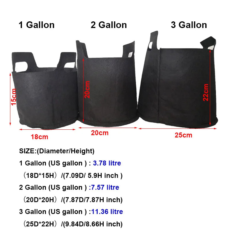 1/2/3 Gallon Grow Bags black