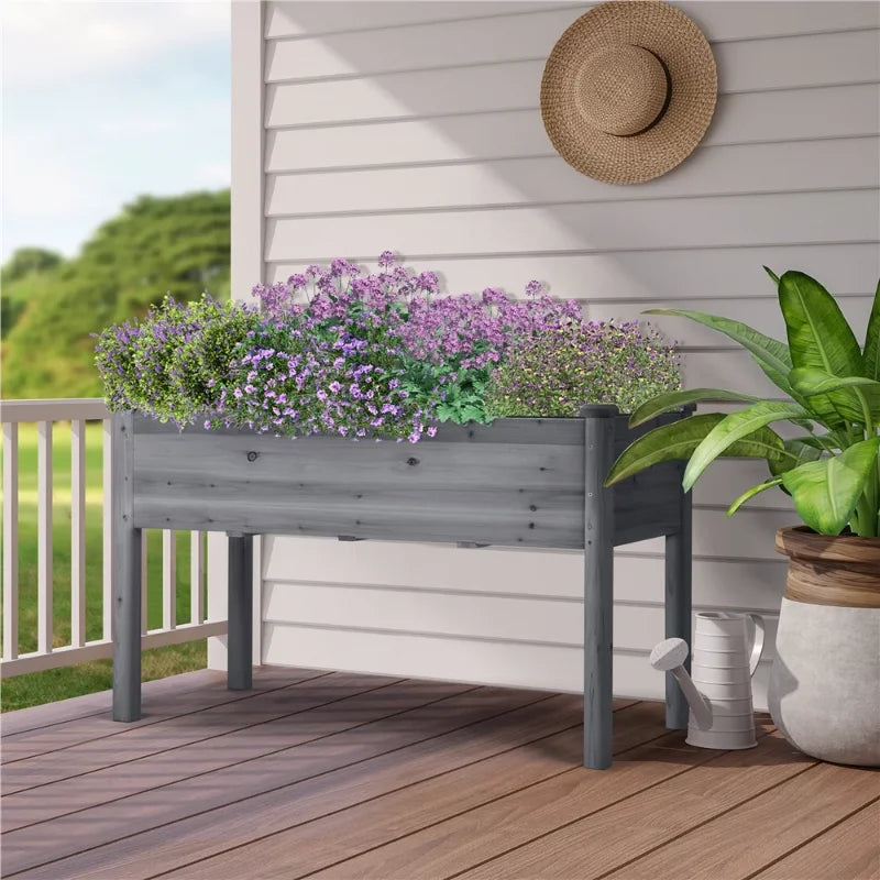 Fir Wood Elevated Planter Raised Bed for Garden