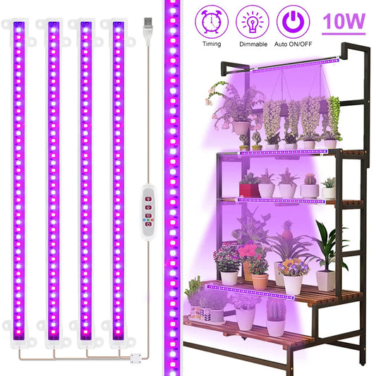 LED Grow Light Strips for Indoor Plants Red Blue Full Spectrum USB Timer Dimmable