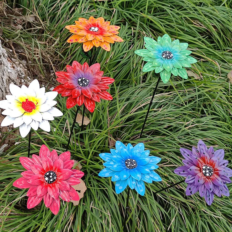 7 Color Metal Flowers Garden Stakes